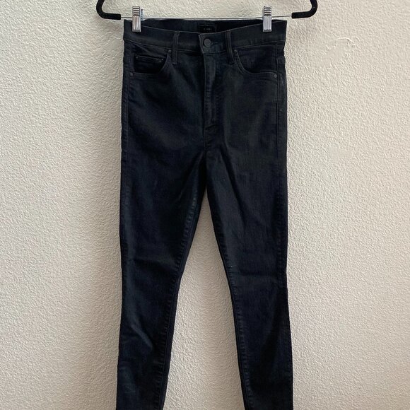 Mother Denim The Swooner Ankle in Wet Paint 27 x 26.5 Black 1456-180 High Rise - Picture 1 of 7